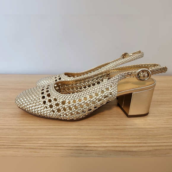 J. Crew Shoes - J. Crew Woven Slingback Heels Gold